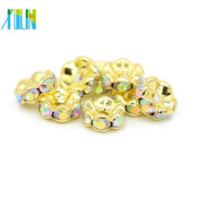 Venta caliente IA0206 Chapado en oro Metal Cobre AB Color Rhinestone Spacer Beads para la venta